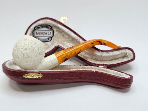 MBSD Meerschaum Small Bent Apple Block Meerschaum Tobacco Pipe, Clincher, Case [SOLD OUT] - Image 4