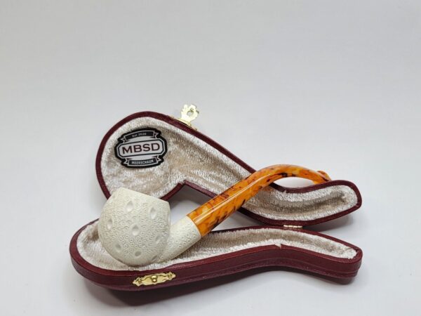 MBSD Meerschaum Small Bent Apple Block Meerschaum Tobacco Pipe, Clincher, Case [SOLD OUT] - Image 5