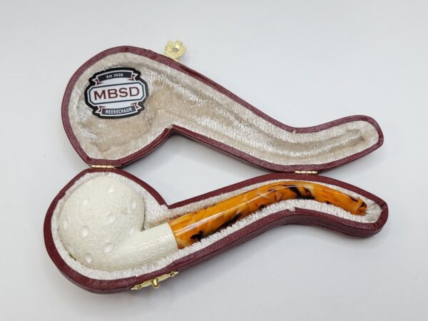 MBSD Meerschaum Small Bent Apple Block Meerschaum Tobacco Pipe, Clincher, Case [SOLD OUT] - Image 6