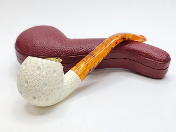 MBSD Meerschaum Small Bent Apple Block Meerschaum Tobacco Pipe, Clincher, Case [SOLD OUT] - Image 7