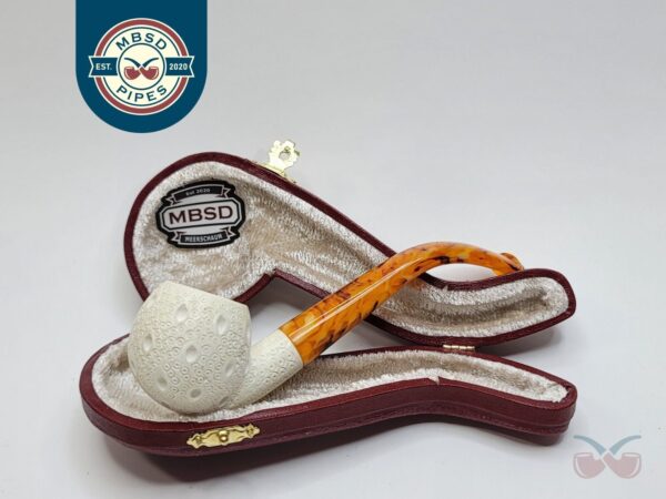 MBSD Meerschaum Small Bent Apple Block Meerschaum Tobacco Pipe, Clincher, Case [SOLD OUT]