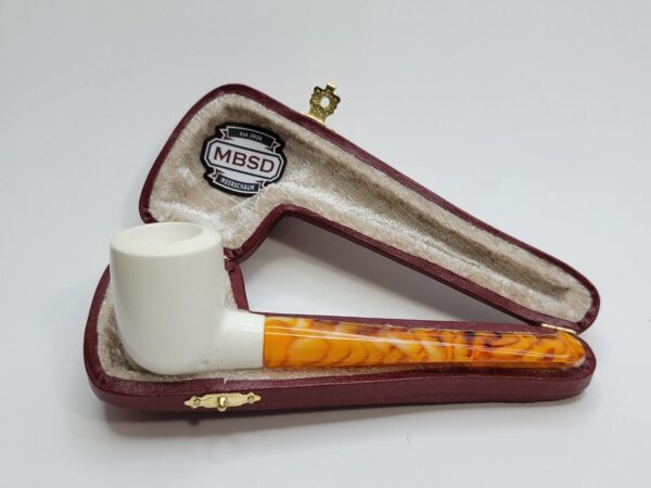 MBSD Meerschaum Small Straight Billiard Block Meerschaum Tobacco Pipe, Case [SOLD OUT] - Image 3