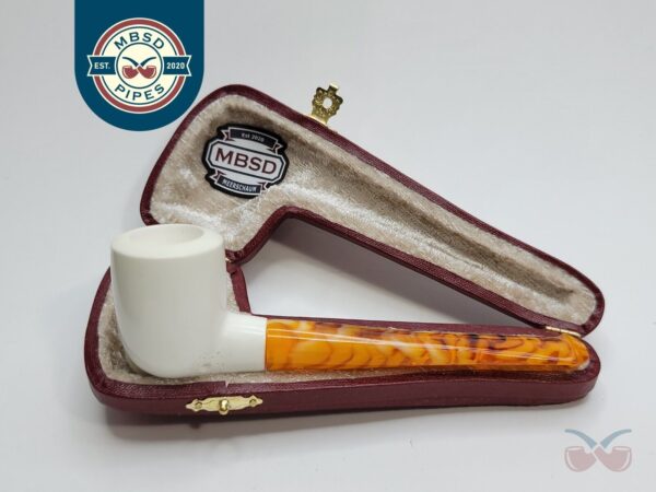 MBSD Meerschaum Small Straight Billiard Block Meerschaum Tobacco Pipe, Case [SOLD OUT]