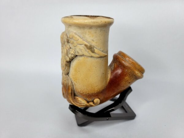 Rare Early 19th Century Meerschaum Tobacco Pipe Bowl Guardian Angel Playing Harp - Image 3