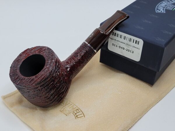 Savinelli Mega 121 Rusticated Bent Pot Briar Tobacco Smoking Pipe, 6mm Filter - Image 3
