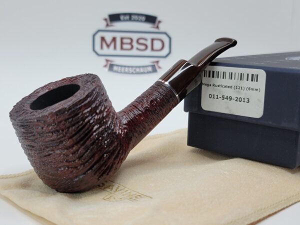 Savinelli Mega 121 Rusticated Bent Pot Briar Tobacco Smoking Pipe, 6mm Filter