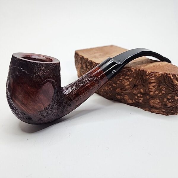 Walnut Antique Partially Rusticated Billiard Briar Tobacco Pipe, Unsmoked [SOLD OUT]