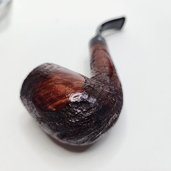 Walnut Antique Partially Rusticated Billiard Briar Tobacco Pipe, Unsmoked [SOLD OUT] - Image 10